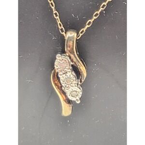 Kohl's Sterling Silver Two-Tone 1/20ct TW Diamond S-Curve‎ Pendant Necklace 18"